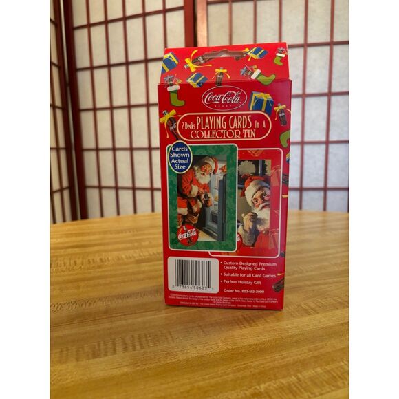 Coca Cola Santa Bicycle 2 Deck Playing Cards with Collectors Tin NIB - Picture 3 of 6